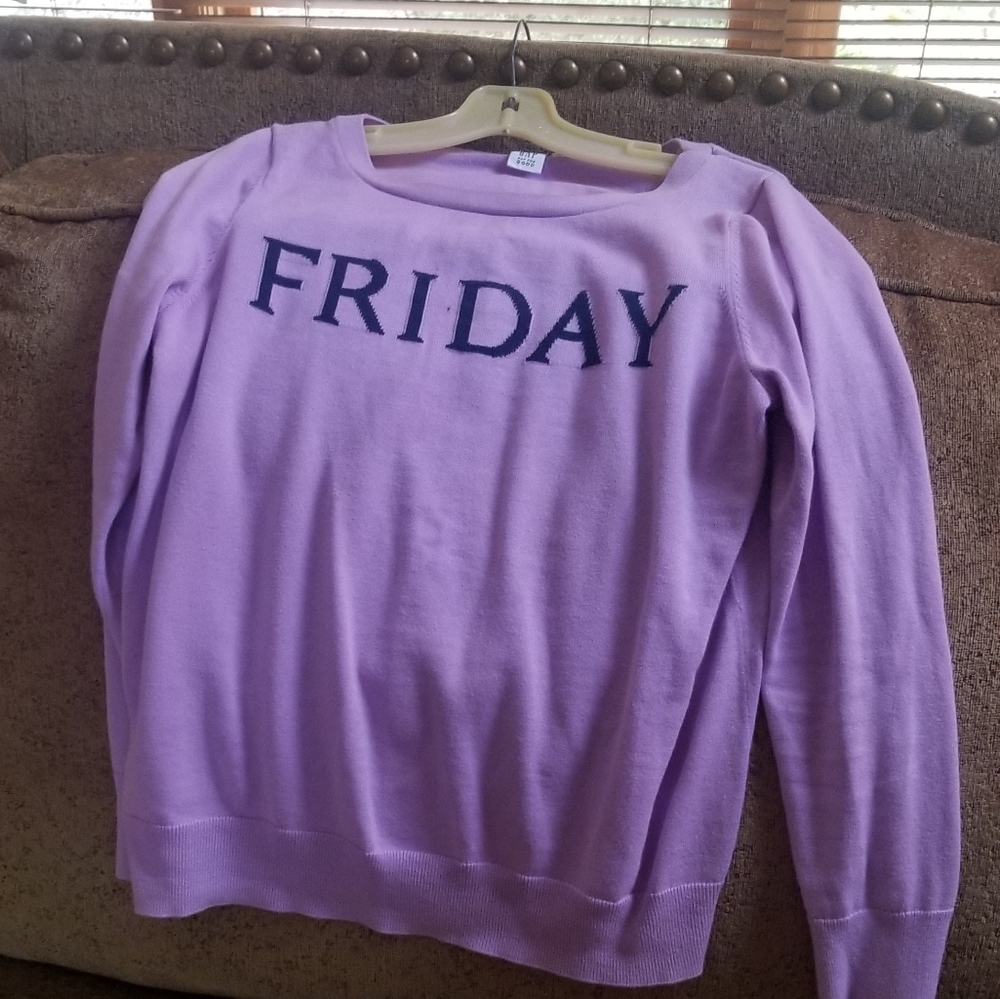 Purple "Friday" sweater